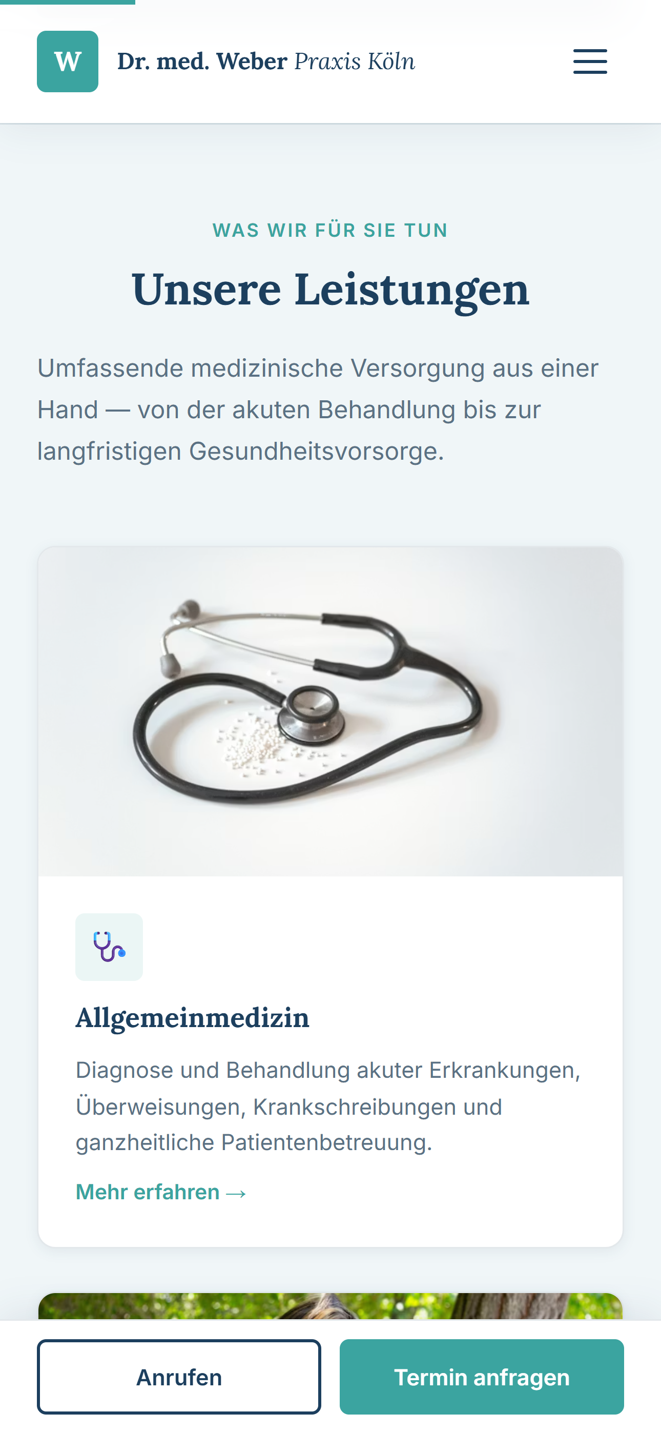 Praxis Dr. med. Anna Weber Website — Detailansicht