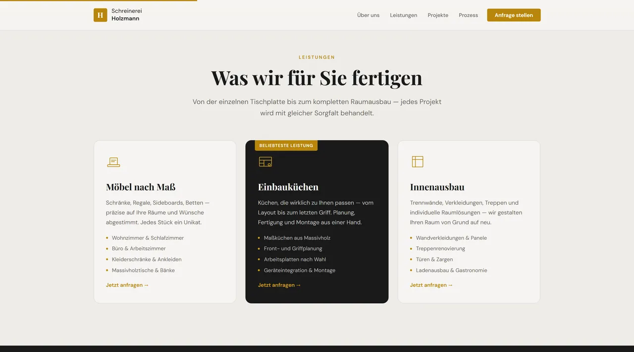 Schreinerei Holzmann — Innenseite