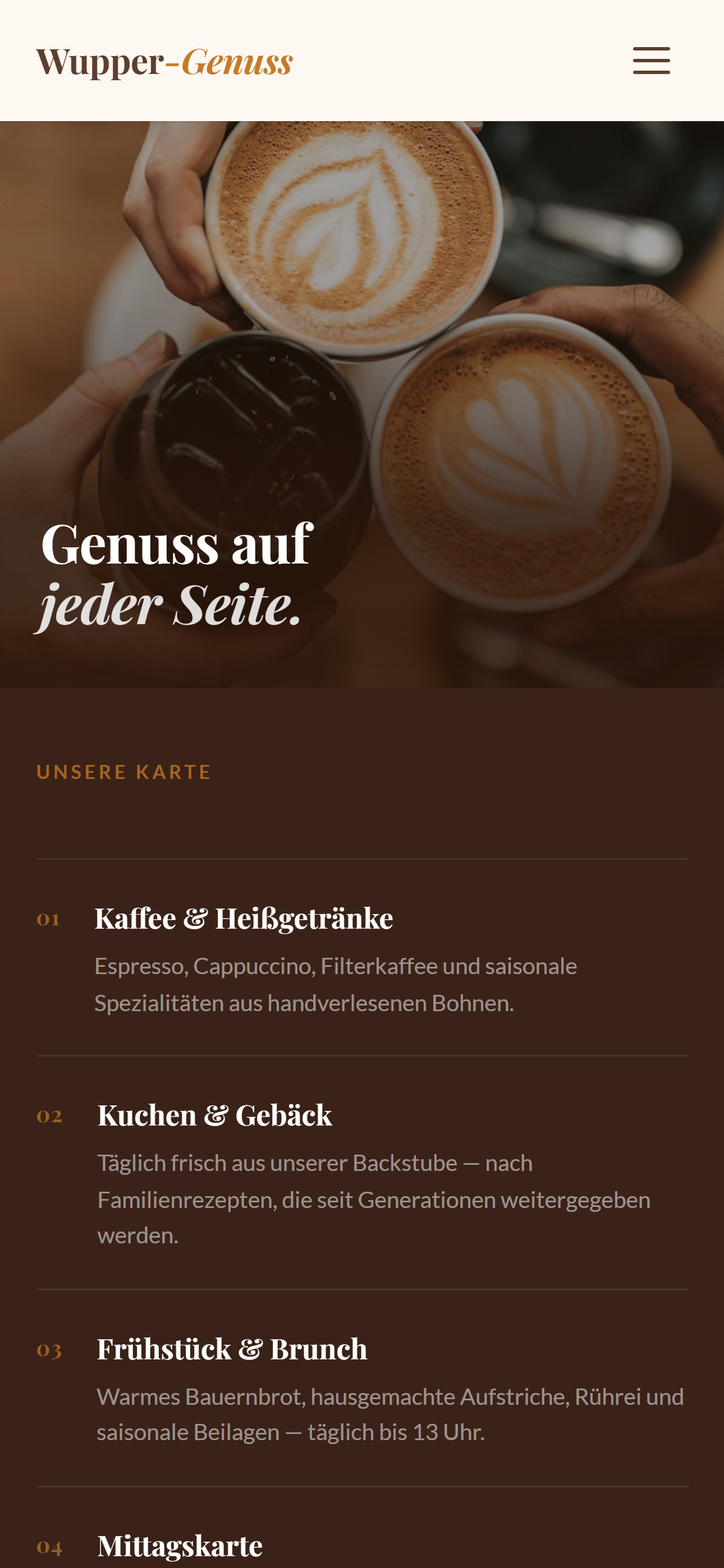 Wupper-Genuss Website — Detailansicht